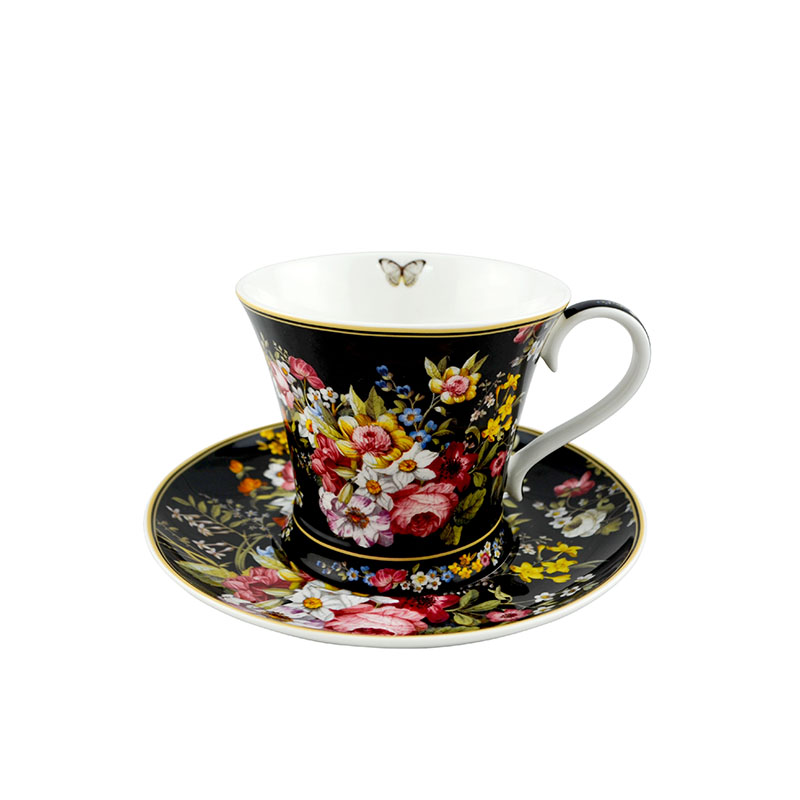 【義大利Easy life】宮廷花園系列-早餐茶杯盤組300ML(骨瓷)